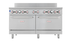 60 Inch Double Base Gas Range with 2 Ovens 362000 BTU