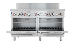 60 Inch Double Base Gas Range with 2 Ovens 362000 BTU