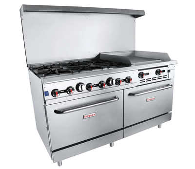 60 Inch Gas Range with 2 Standard Ovens and 24 Inch Right Griddle