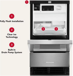 18 Inch Wide 35 Lbs. Capacity Undercounter Ice Maker with Self Cleaning Cycle and Built-In Drain Pump