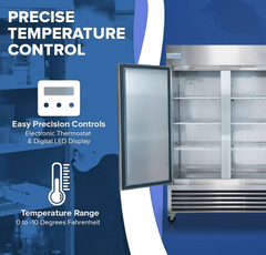 54 Inch Reach-In Freezer with 2 Swing Solid Doors and 6 Shelves