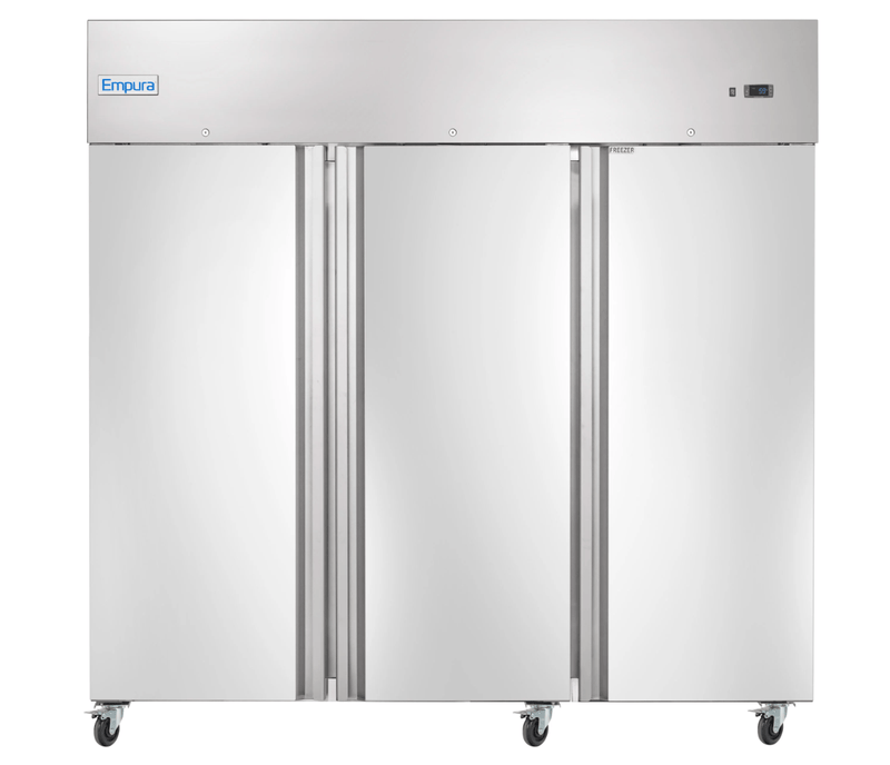 81 Inch Reach-In Freezer 72 cu ft with 3 Sections