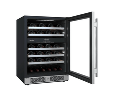 24 Inch Wide 45 Bottle Capacity Dual Zone Wine Cooler with Right Swing Door