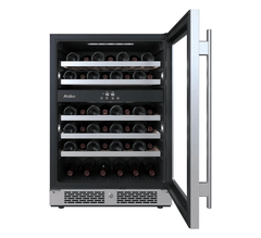 24 Inch Wide 45 Bottle Capacity Dual Zone Wine Cooler with Right Swing Door