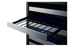 24 Inch Wide 46 Bottle Capacity Free Standing Wine Cooler with Right Handed Door and Refrigerator / Freezer Drawers