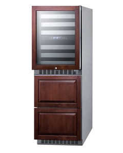 24 Inch Wide 46 Bottle Capacity Free Standing Wine Cooler with Right Handed Door and Refrigerator / Freezer Drawers