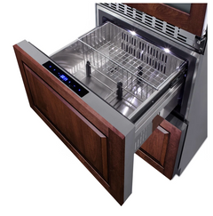 24 Inch Wide 46 Bottle Capacity Free Standing Wine Cooler with Right Handed Door and Refrigerator / Freezer Drawers