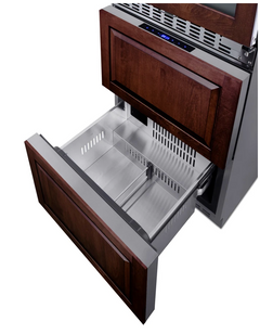 24 Inch Wide 46 Bottle Capacity Free Standing Wine Cooler with Right Handed Door and Refrigerator / Freezer Drawers