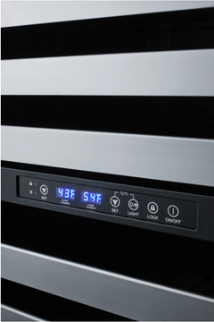 24 Inch Wide 46 Bottle Capacity Free Standing Wine Cooler with Right Handed Door and Refrigerator / Freezer Drawers