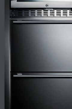 24 Inch Wide 46 Bottle Capacity Free Standing Wine Cooler with Reversible Door and Freezer Drawers