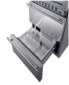 24 Inch Wide 46 Bottle Capacity Free Standing Wine Cooler with Reversible Door and Freezer Drawers