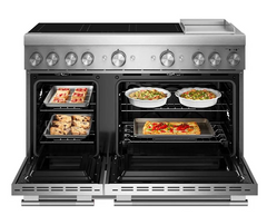 48 Inch Wide Free Standing, Slide In Induction Range with Air Fry and Even-Heat True Convection