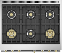 36 Inch Wide 5.75 Cu. Ft. Dual Fuel Professional Range with 6 Burners and Convection Oven