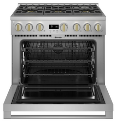 36 Inch Wide 5.75 Cu. Ft. Dual Fuel Professional Range with 6 Burners and Convection Oven