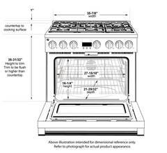 36 Inch Wide 5.75 Cu. Ft. Dual Fuel Professional Range with 6 Burners and Convection Oven