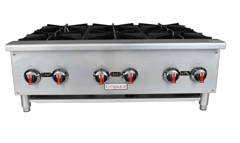 36 Inch Standard Duty Gas Hot Plate with 6 Burners 150000 BTU